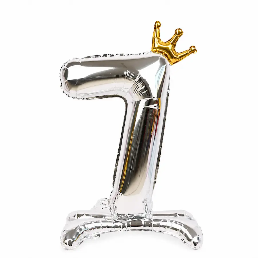 Self Stand foil balloon silver 32 inch, number 7
