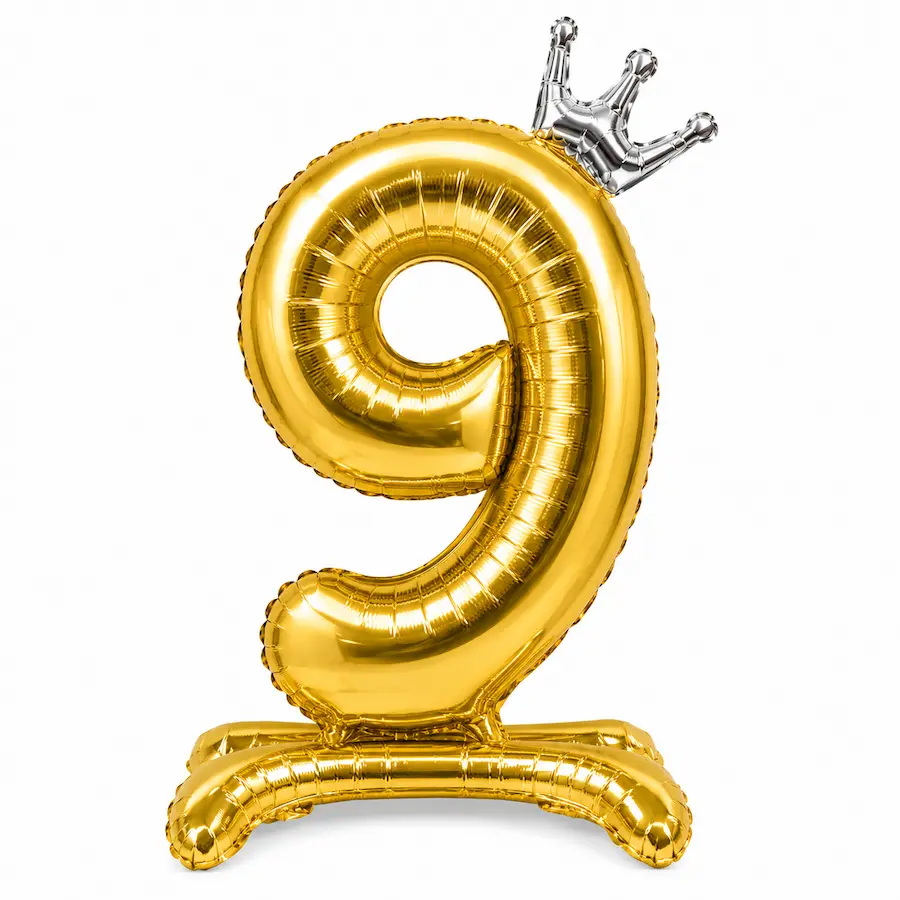 Self Stand foil balloon gold 32 inch, number 9