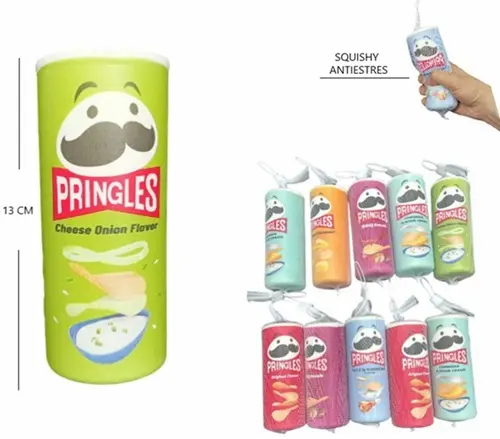 Pringles squishy toy that provides a sensory experience for stress relief.