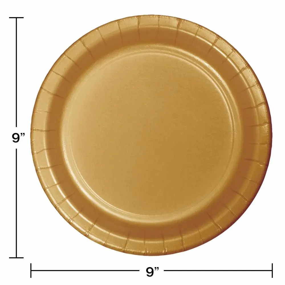 Gold Plastic plates, size 23 cm, pack of 10 plates