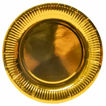Gold carton plates, size 23 cm, pack of 10 plates