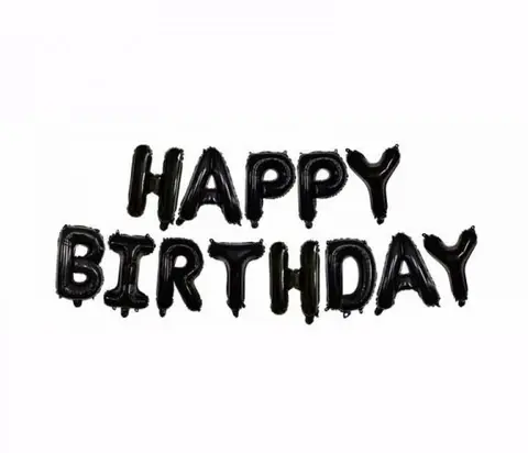 "HAPPY BIRTHDAY" letter foil balloons 16-inch black