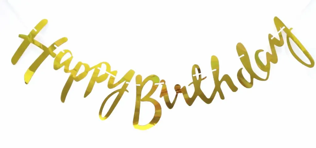 Happy Birthday Gold Letter Banner PVC