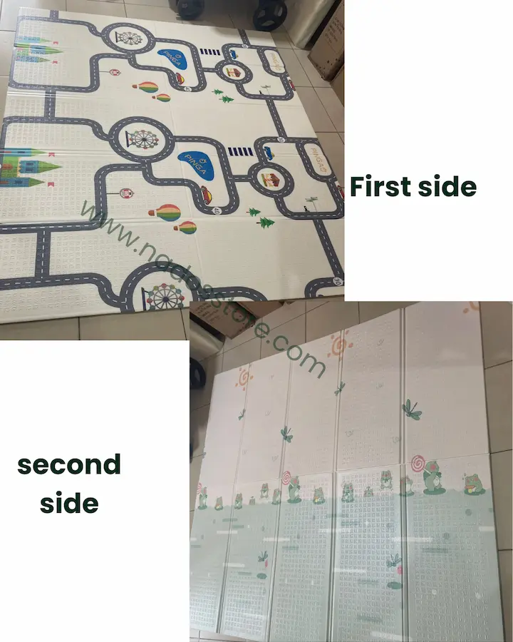 Extra-large, double-sided, foldable foam baby crawling and play mat, Made from non-toxic, waterproof, and cushioned XPE foam with a foldable crease design. Size:200*180cm thickness 1cm
