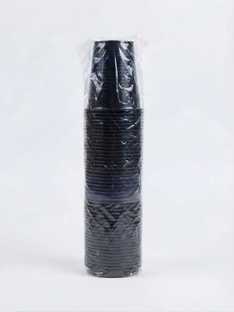 Disposable plastic cups black color , 50 cups