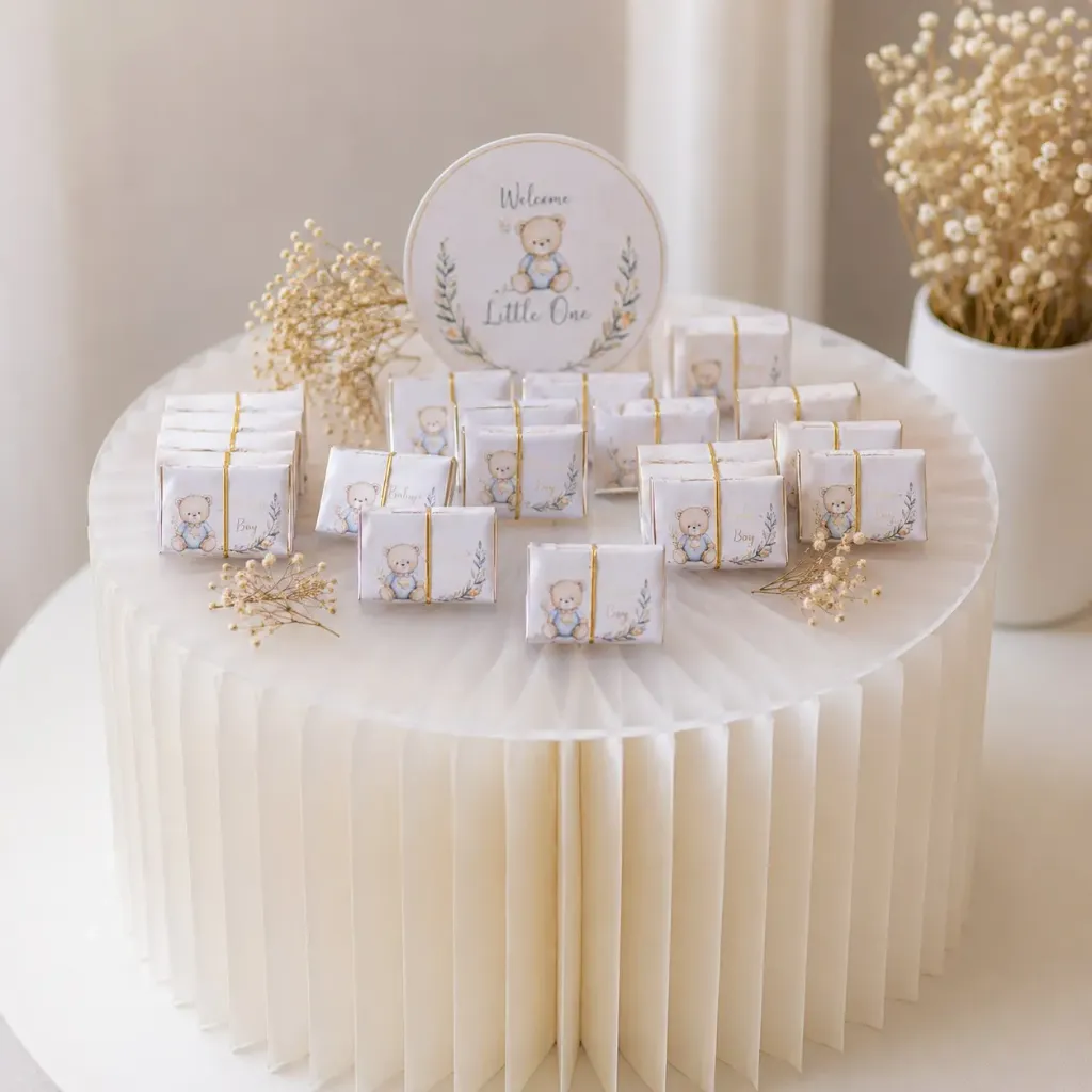 Cylindrical white folded paper honeycomb pedestal stand with a clear acrylic top, size:20*30m