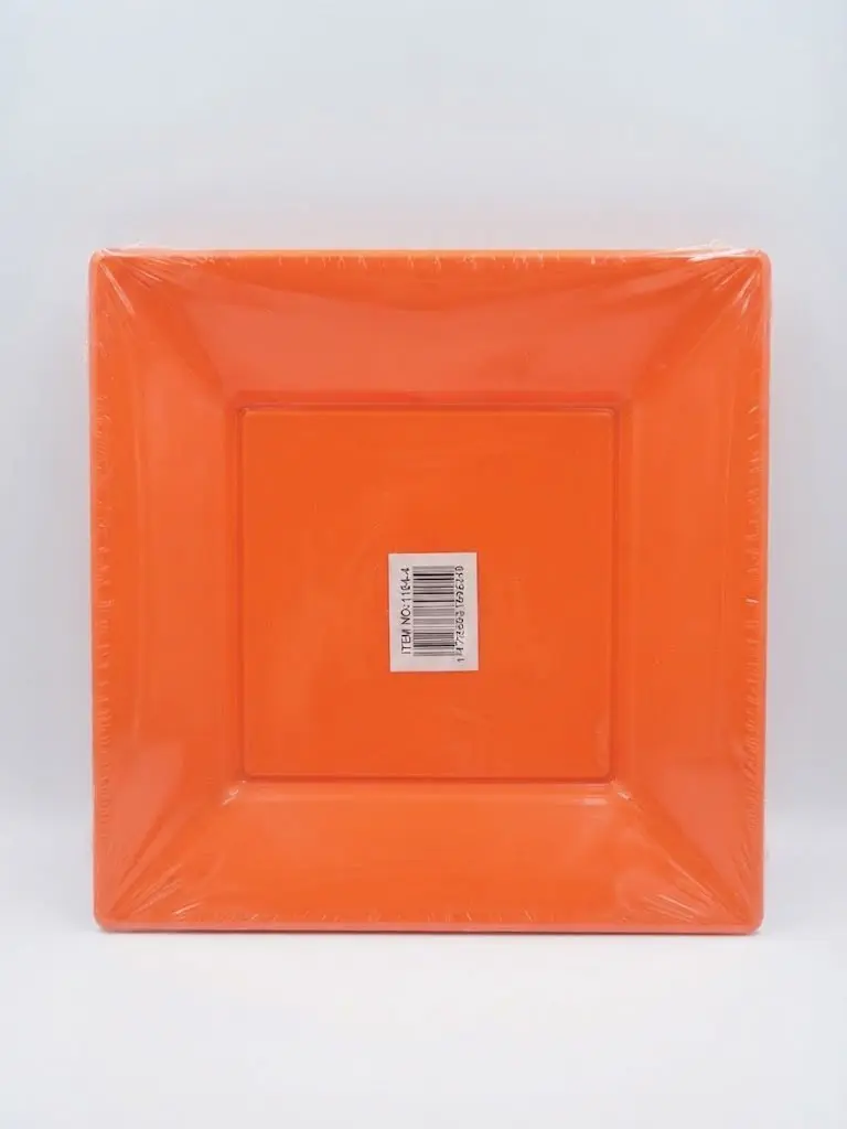 Square plates orange color, pack of 10 plates