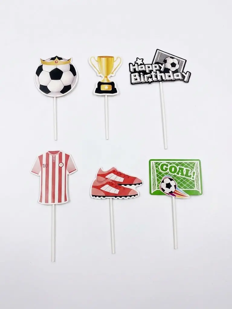 Cake topper football theme, 6 pieces