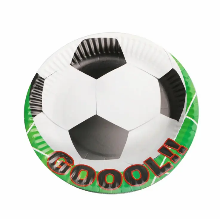 Football theme plates 18cm, pack of 10 plates