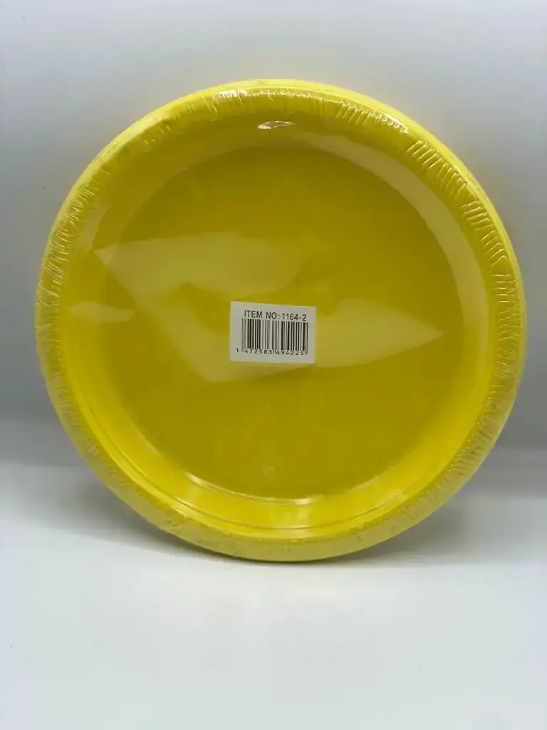Yellow Plastic plates for birthday and parties pack 10pcs 23cm