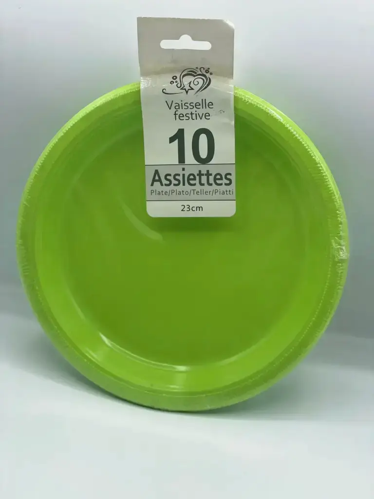 Green Plastic plates for birthday and parties pack 10pcs 23cm