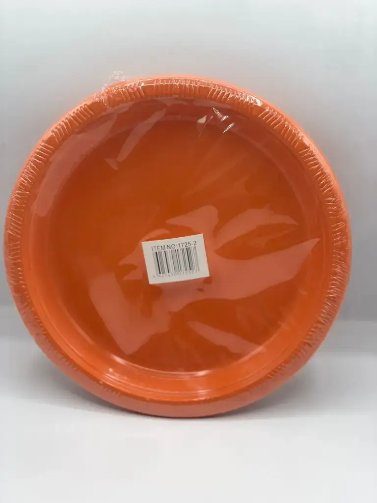 Orange Plastic plates for birthday and parties pack 10pcs 23cm