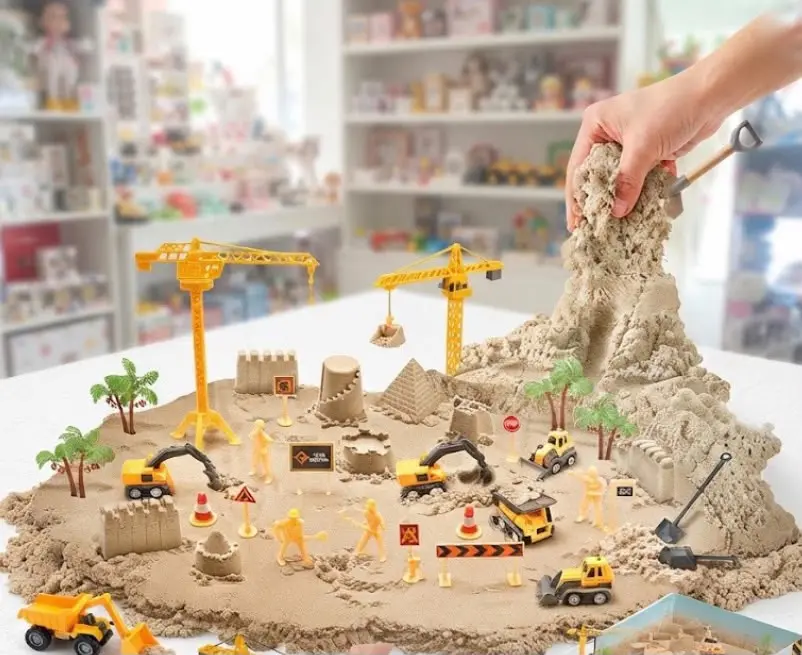 Engineer Creative Play Sand Set featuring a construction-themed sensory sandbox experience for children aged 3 and up