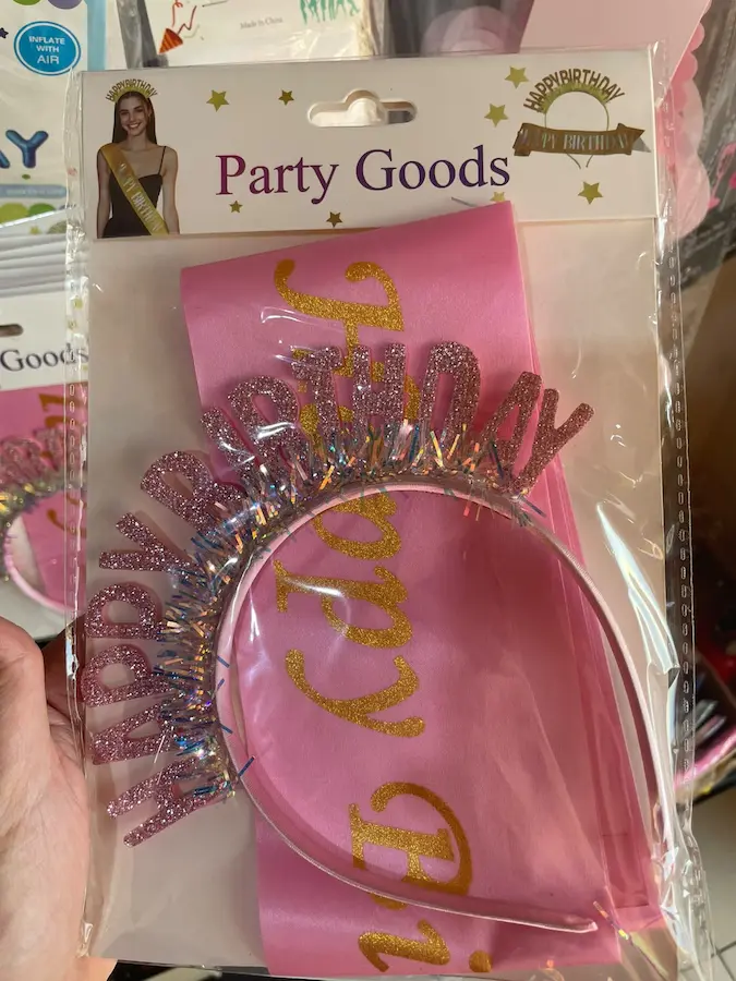 Birthday headband and sash pink