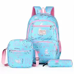 Backpack set with a cute animal and rabbit print pattern