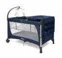Portable folding baby travel Playpen with a high mosquito net canopy and wheels, Navy blue. Brand CoolBaby
