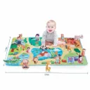 Baby play mat and activity blanket featuring a jungle or safari animal theme with various plush or standing animal figures.