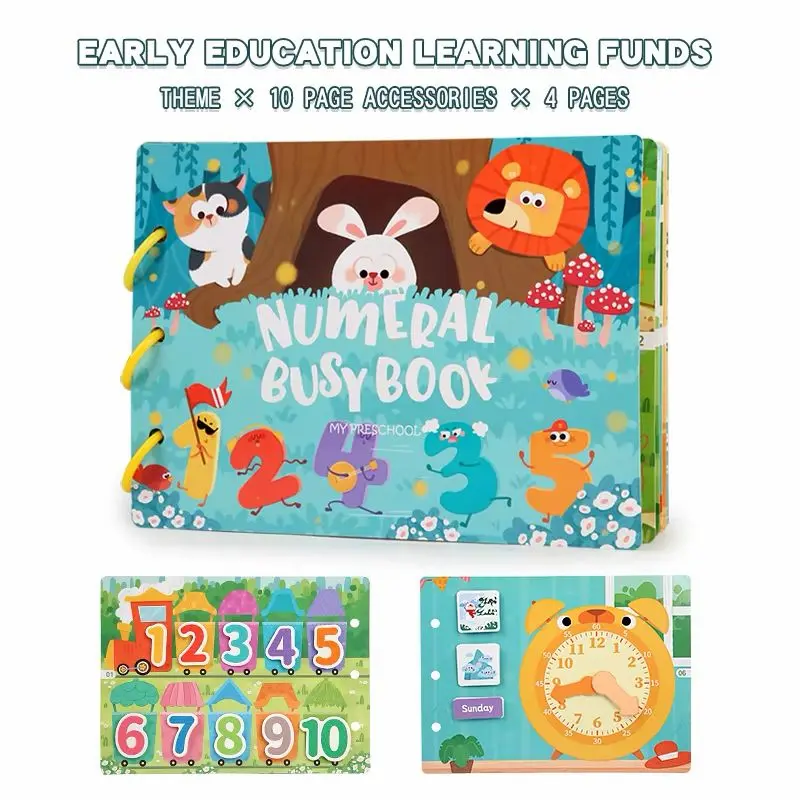 My Preschool Numeral Busy Book, a Montessori-inspired interactive quiet and sticker activity book designed for early childhood learning