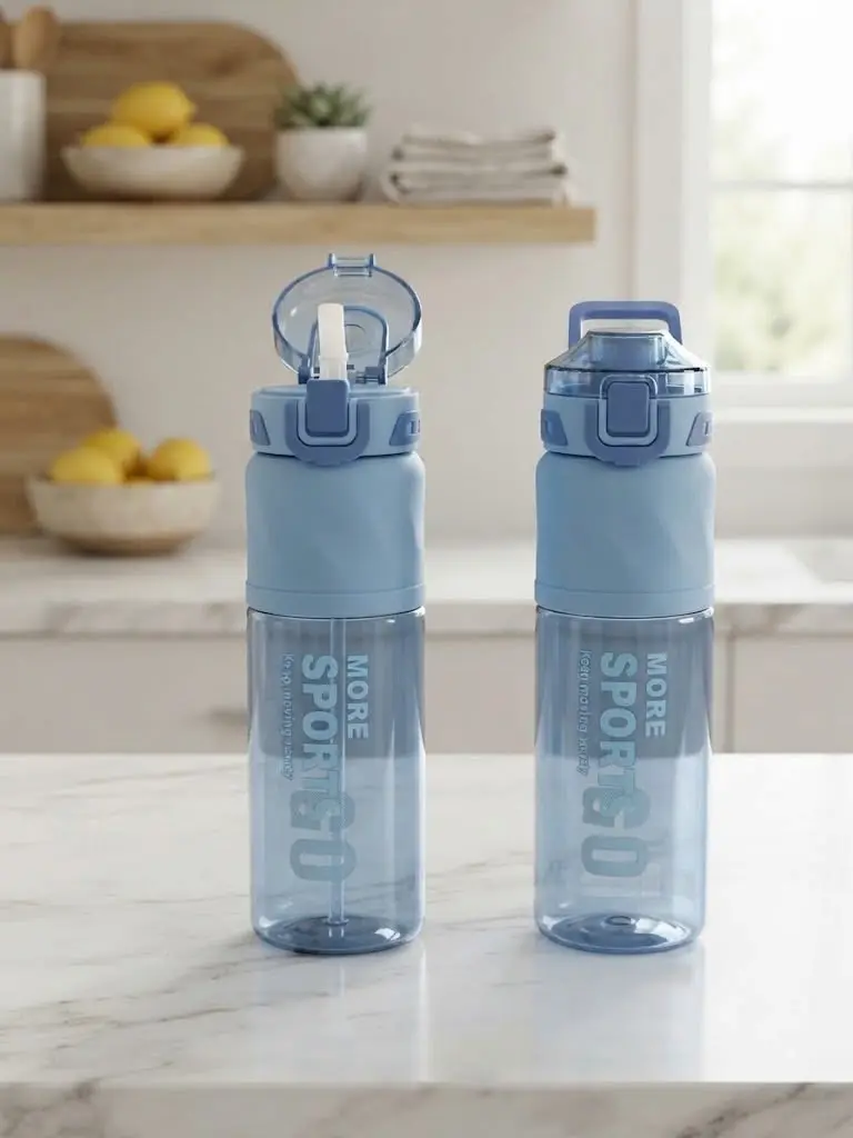 Plastic sport water bottles with flip-top lids