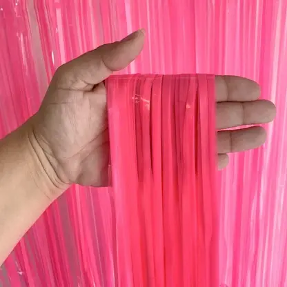 Foil Tinsel Fringe Curtains for Wedding Birthday Photo booth, pink