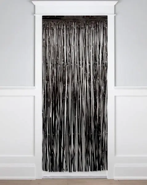 Foil Tinsel Fringe Curtains for Wedding Birthday Photo booth, black