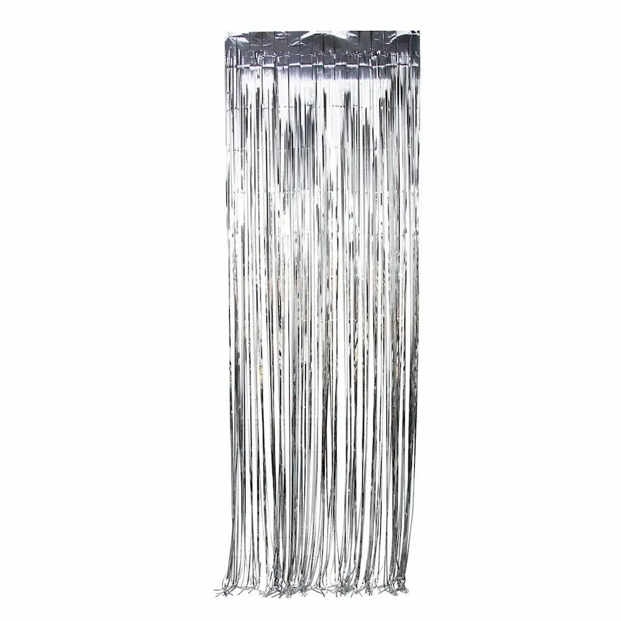 Foil Tinsel Fringe Curtains for Wedding Birthday Photo booth, silver