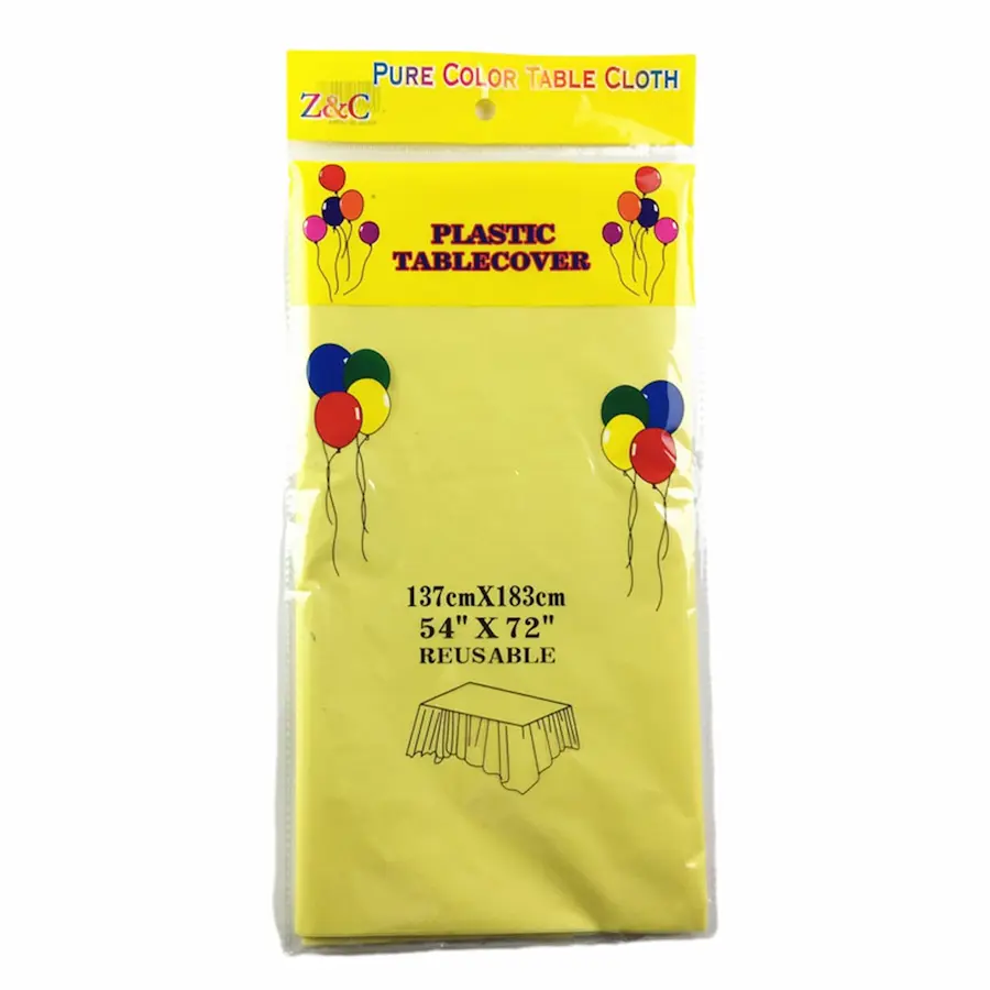 Reusable plastic table cover yellow pastel