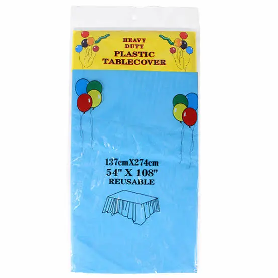 Reusable plastic table cover blue