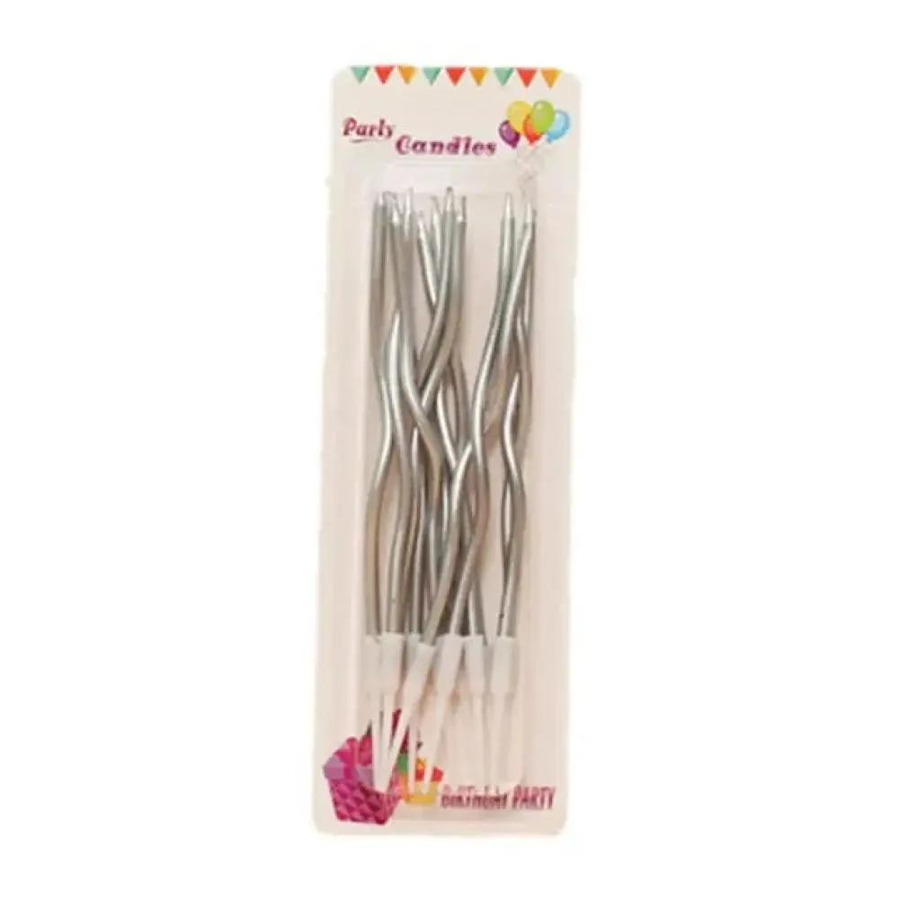 Curly candles*12 pieces (Silver)