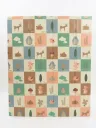 Foldable, double-sided foam baby crawling play mat multi-colored checkered pattern with animals like deer, penguins, and a pink elephants, deer, and bear designs on second side Dimensions: Length: 180cm*Width:160 cm*Thickness: 1 cm