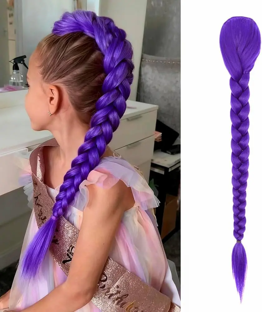 K-pop synthetic braided hair extension, used for Halloween costumes, Birthday, festivals, or character cosplay.