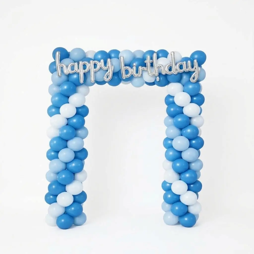 Balloon arch kit, size 1.8*1.2meter. These kits are used for decorations at weddings, birthdays, and baby showers. With blue Balloons and pump. 148 piece
