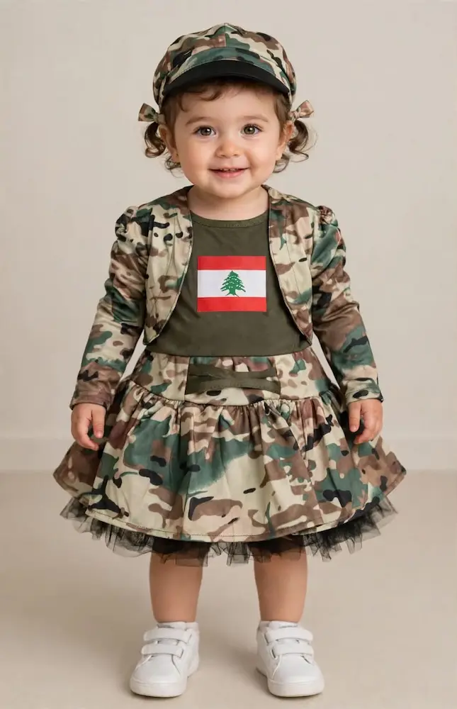 Children's military-style dress and cap