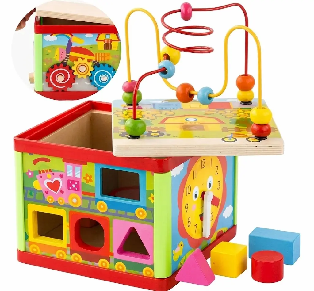 5-in-1 activity and learning cube designed for toddlers.
