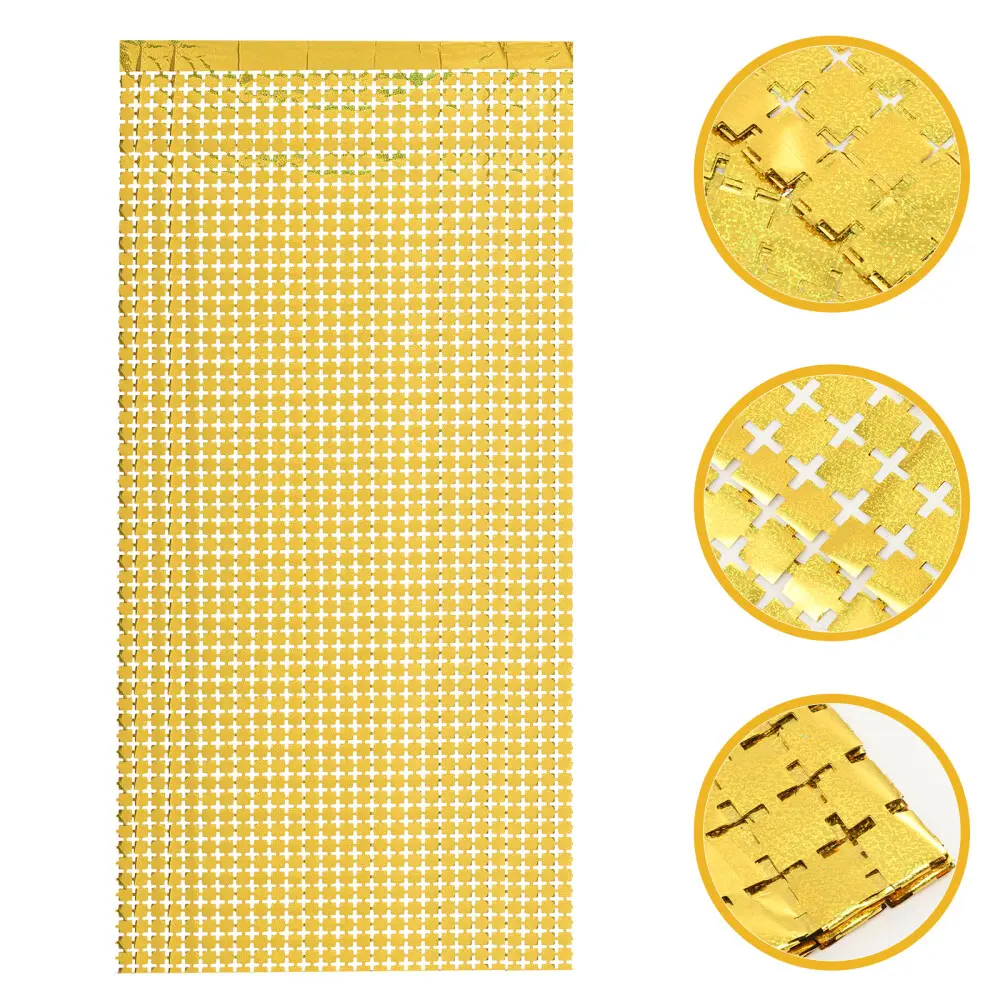 small squares foil curtain gold