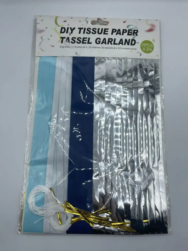 Paper tassel garland 4 meter (Blue)