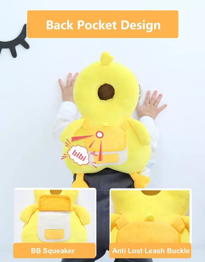 Baby Head Protector Backpack,Toddler Baby Head Protection Cushion,Adjustable Baby Safety Head Protection Backpack Cushion (Duck)