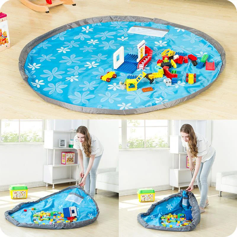 2 in 1 Toy Storage Bag and Play Mat  (Blue)