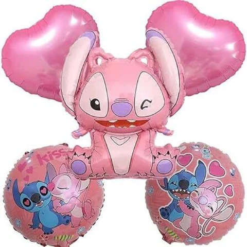 Stitch birthday Theme pink (set foil balloons)