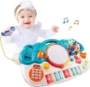Baby Piano Toys 12 to 18 Months - Musical Toy for Toddlers 1 2 3 Years Old Light Up Babies Toy 6-in-1 Keyboard Piano Phone Drum Set Infant Toy Boys Girls First Birthday Gifts