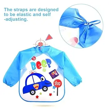 Excellent Quality Baby Detachable Waterproof Apron Bibs (Blue)