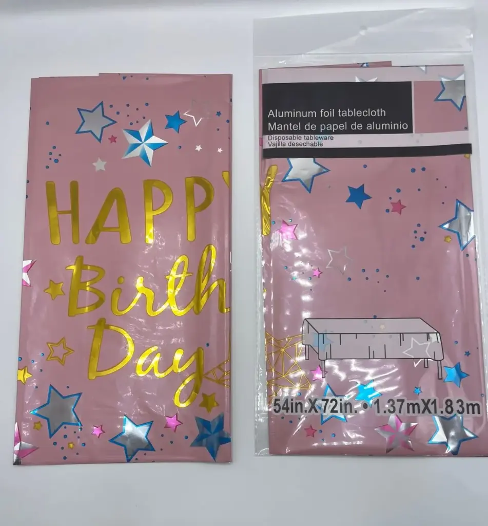 Happy birthday table cover reusable  (Pink)
