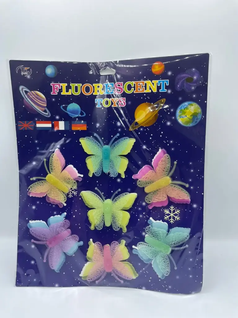  Package of fluorescent glow-in-the-dark butterfly sticker