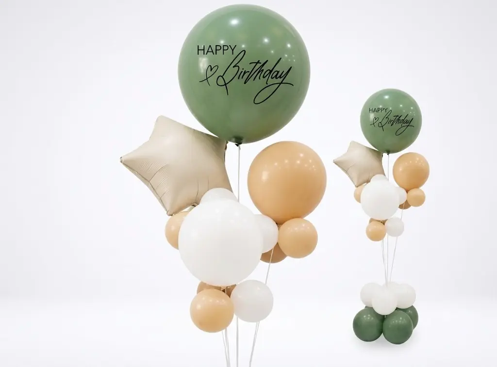 Stand Balloons with balloons 165cm beige and green