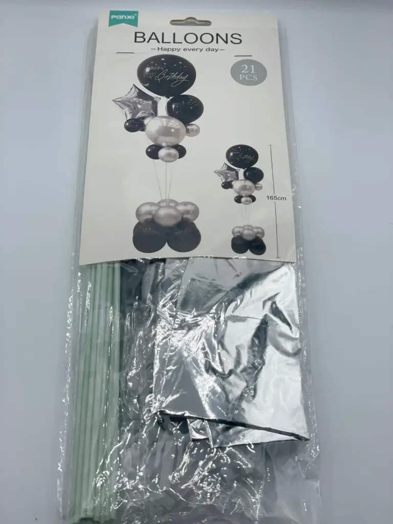 Stand Balloons with balloons 165cm Black and silver