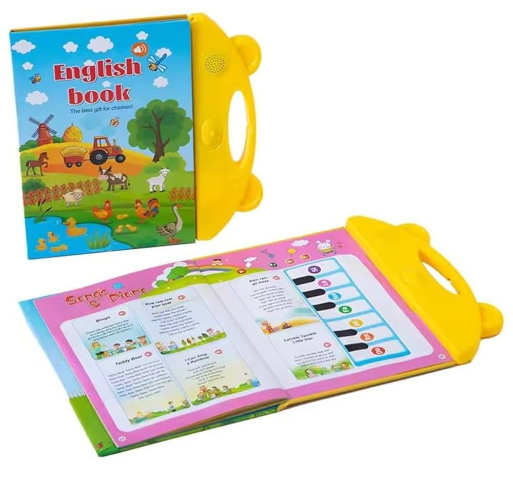 English E-Book for Kids, Touch & Read Electronic Educational Book with Sound, Early Learning Toy for 3-6 Year Olds