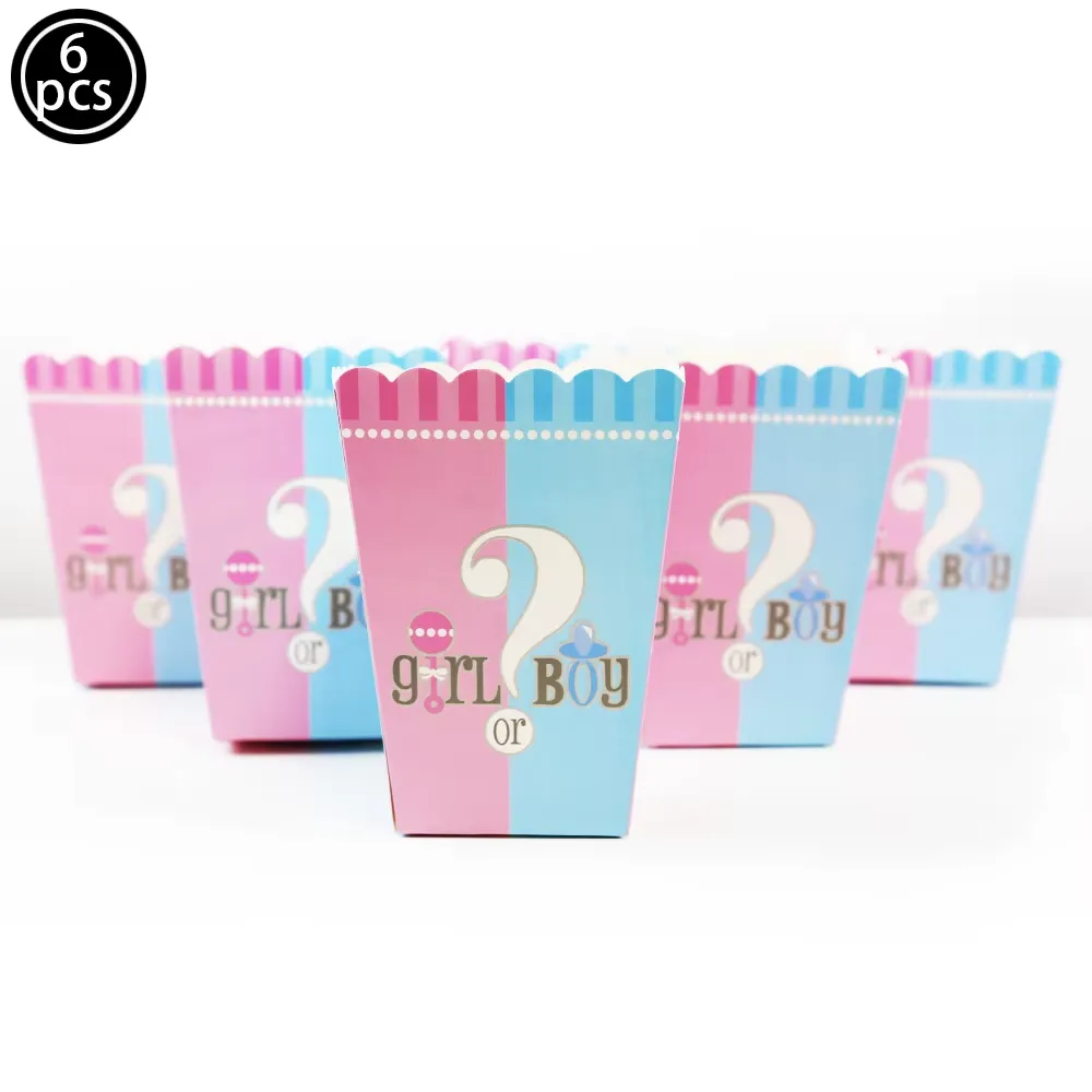 Gender reveal 6 popcorn boxes