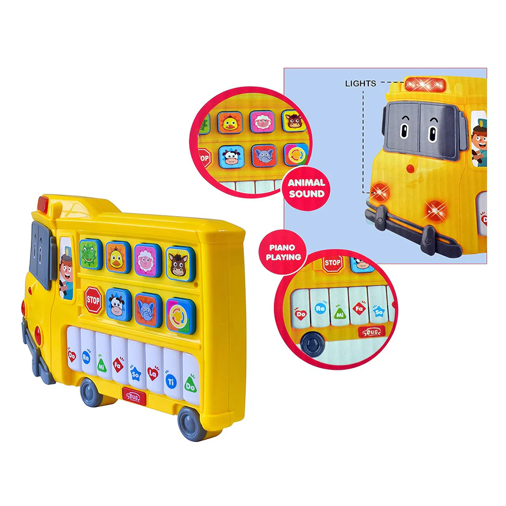 Funny bus piano, Creative Multifunctional Learning Piano Game With Train Shaped And Teach Animals Sounds Add More Entertaining For Kids - Multi Color