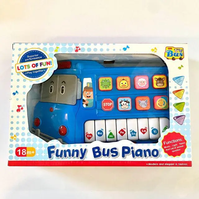 [6464651729194] Funny bus piano, Creative Multifunctional Learning Piano Game With Train Shaped And Teach Animals Sounds Add More Entertaining For Kids - Multi Color