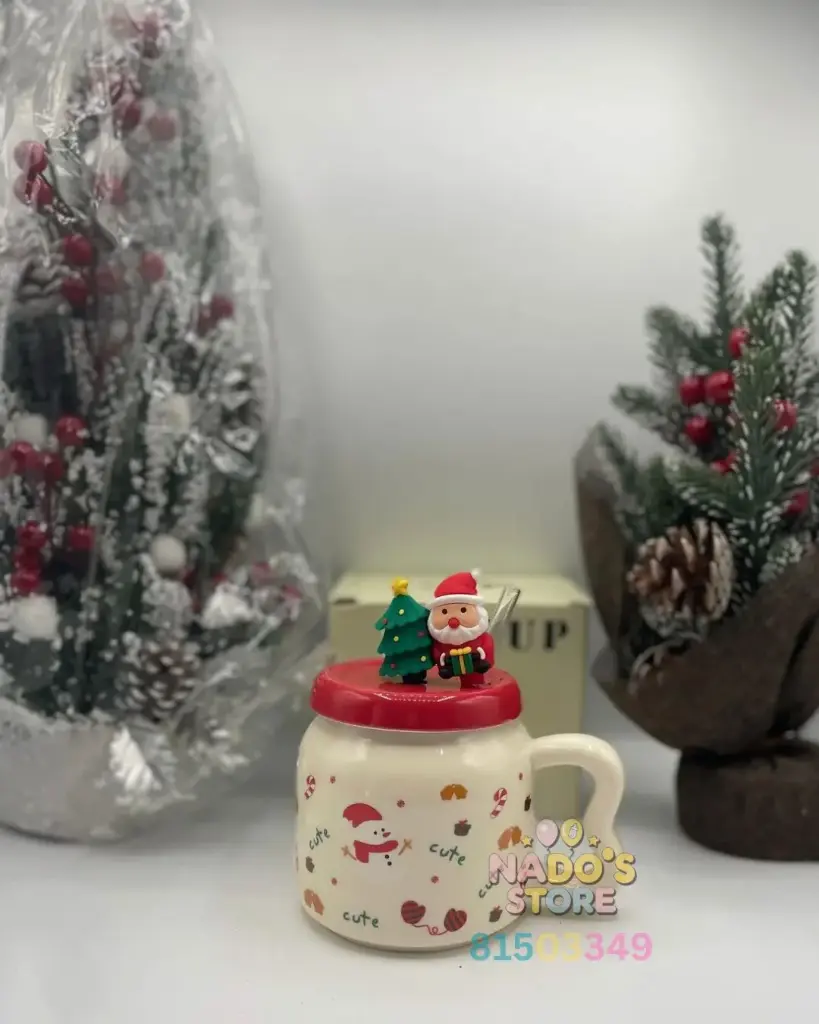 Christmas mug with glass straw